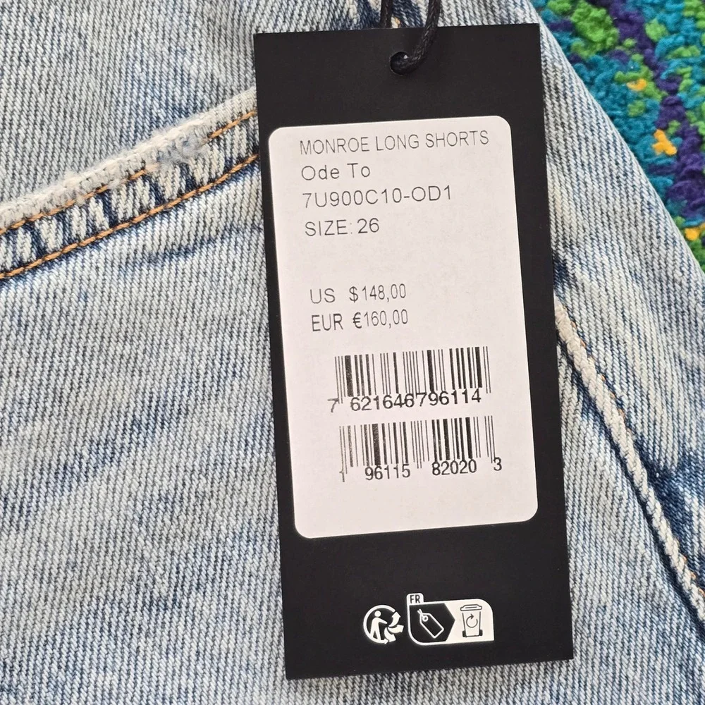 NWT 7 For All Mankind Monroe Long Shorts in Ode To Raw Hem Women‎ Size 26